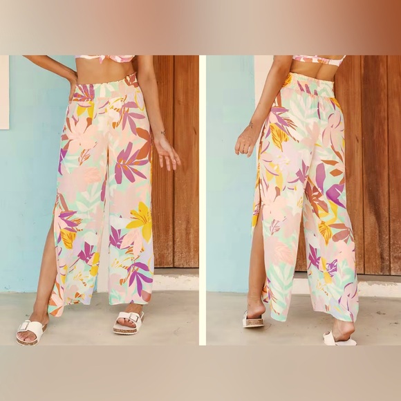 Cupshe Pants - Liliana Leafy Elastic Waisted Pants Sz S NWOT